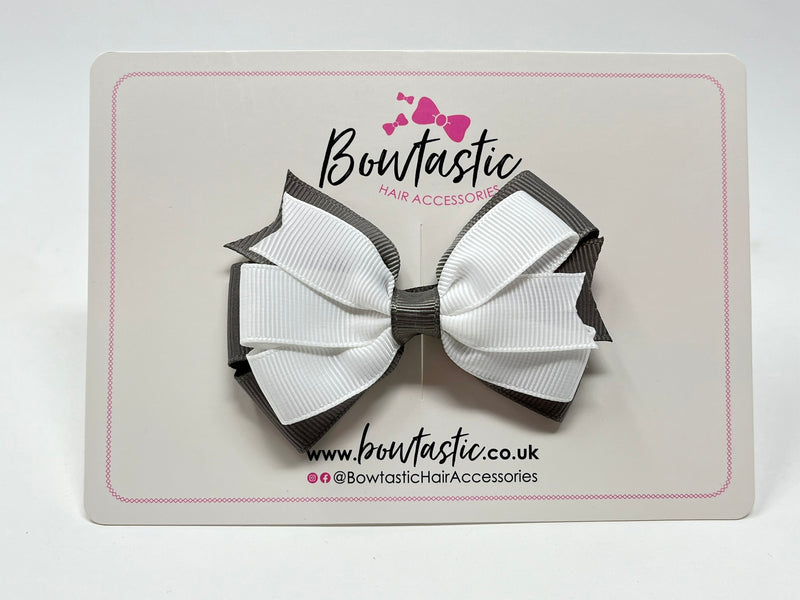 3.25 Inch Flat Bow Style 2 - Metal Grey & White