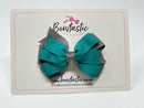 3.25 Inch Flat Bow Style 2 - Jade Green & Silver