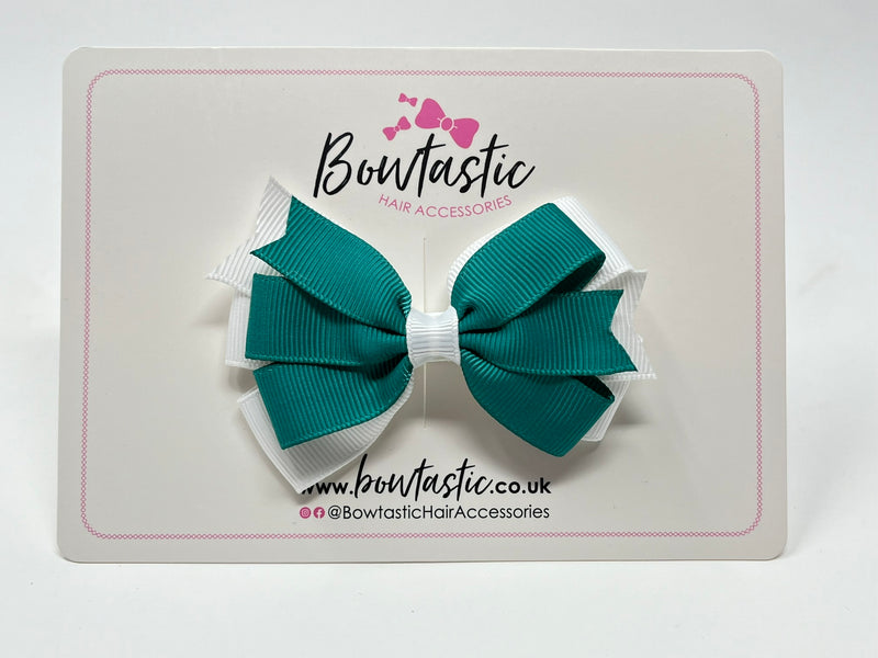 3.25 Inch Flat Bow Style 2 - Jade Green & White