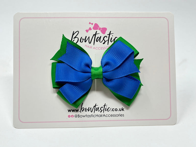 3.25 Inch Flat Bow Style 2 - Royal Blue & Emerald Green