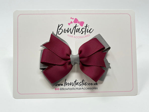 3.25 Inch Flat Bow Style 2 - Wine & Metal Grey