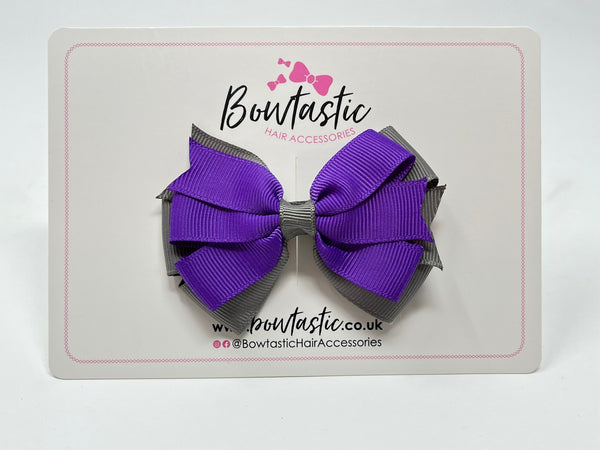 3.25 Inch Flat Bow Style 2 - Purple & Metal Grey