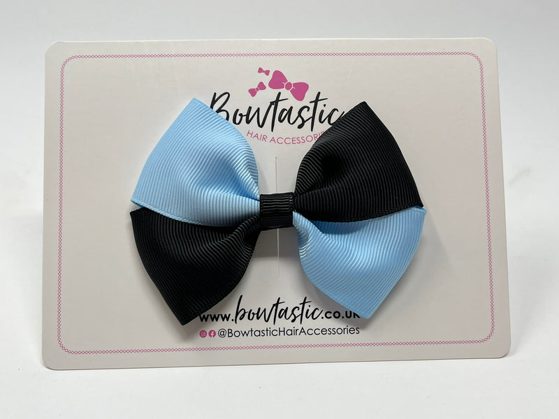 3 Inch Twist Bow - Black & Blue Topaz