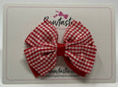3.5 Inch 2 Layer Butterfly Bow - Red & Red Gingham