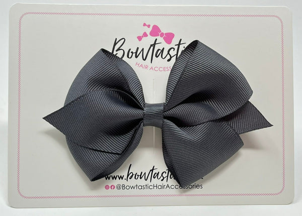 4 Inch Flat Bow - Style 2 - Charcoal