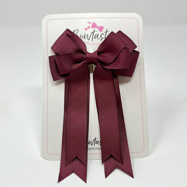 4 Inch Double Tail Bow - Burgundy