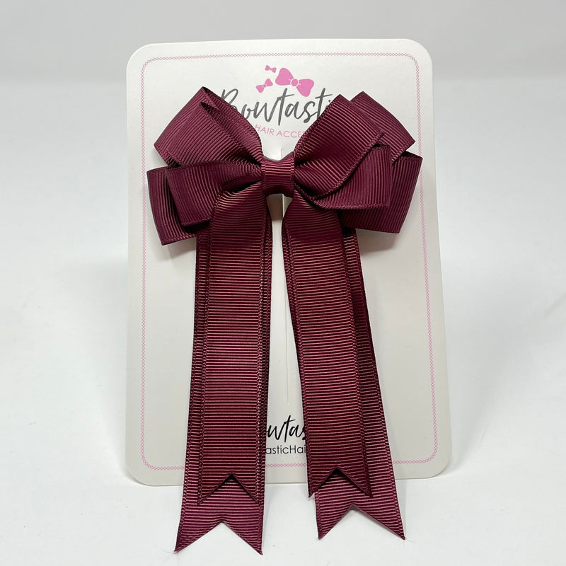 4 Inch Double Tail Bow - Burgundy