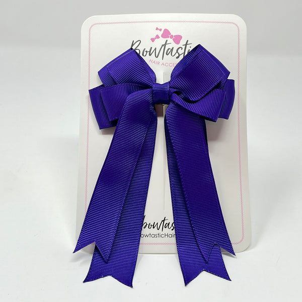 4 Inch Double Tail Bow - Regal Purple