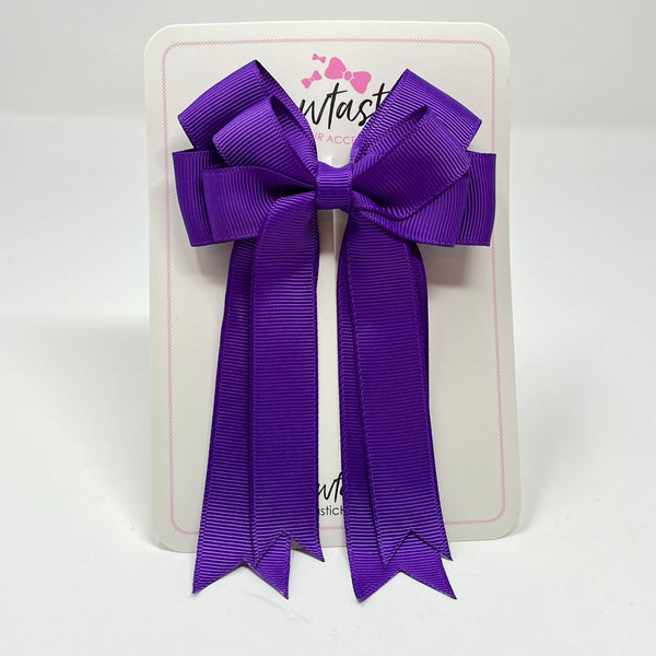4 Inch Double Tail Bow - Purple