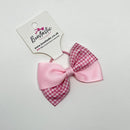 3 Inch Twist Bow Thin Elastic - Pink Gingham