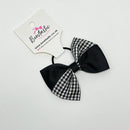 3 Inch Twist Bow Thin Elastic - Black Gingham