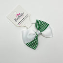 3 Inch Twist Bow Thin Elastic - Green & White Gingham
