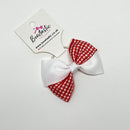 3.5 Inch Twist Bow Thin Elastic - Red & White Gingham
