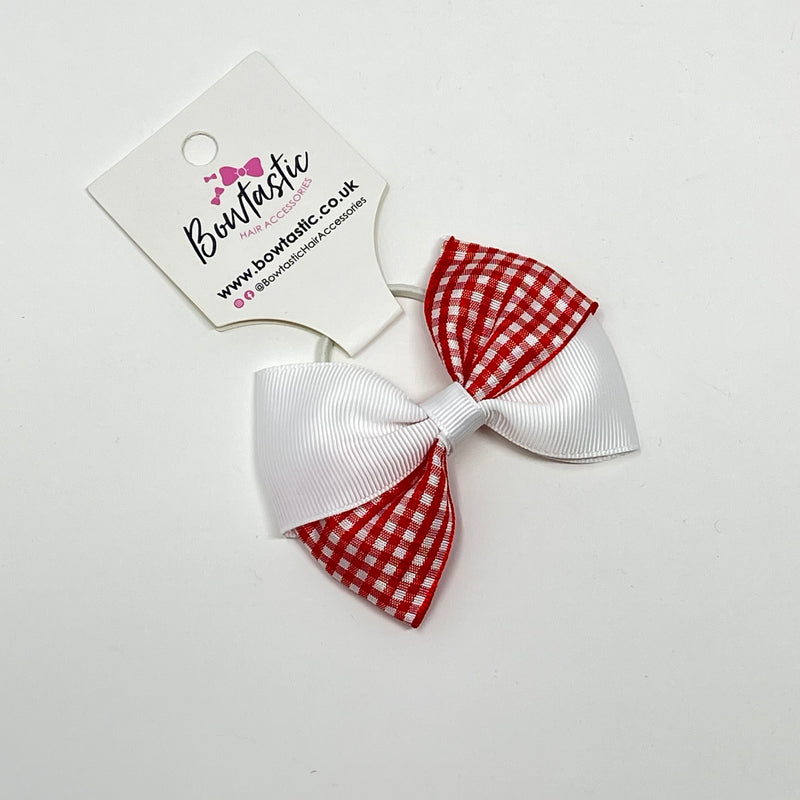 3 Inch Twist Bow Thin Elastic - Red & White Gingham