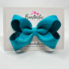 4 Inch Double Ribbon Bow - Tornado Blue