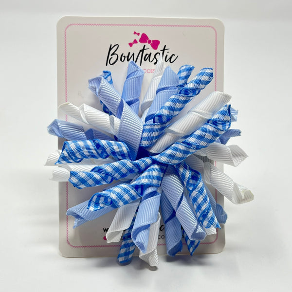 3.5 Inch Corker Bow - Bluebell & White Gingham