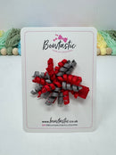 1.75 Inch Corker Bow - Red & Metal Grey