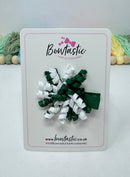 1.75 Inch Corker Bow - Forest Green & White