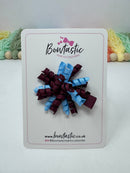 1.75 Inch Corker Bow - Burgundy & Blue Mist