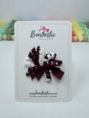 1.75 Inch Corker Bow - Burgundy & White