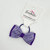 3 Inch Flat Double Bow Thin Elastic - Purple & Purple Gingham