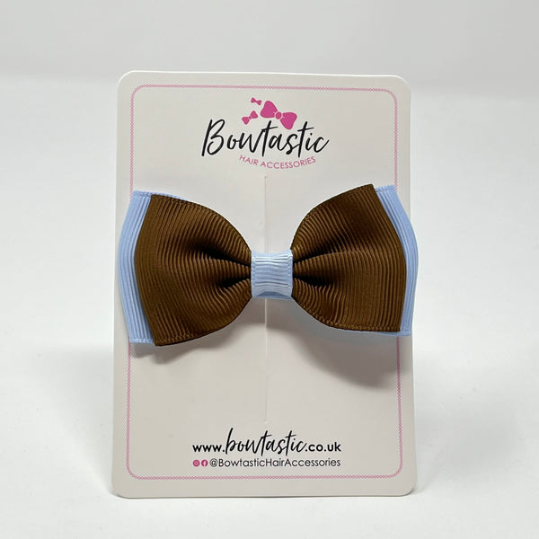 3 Inch Flat Double Bow - Turftan & Bluebell