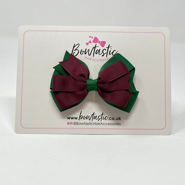 3.25 Inch Flat Bow Style 2 - Forest Green & Burgundy