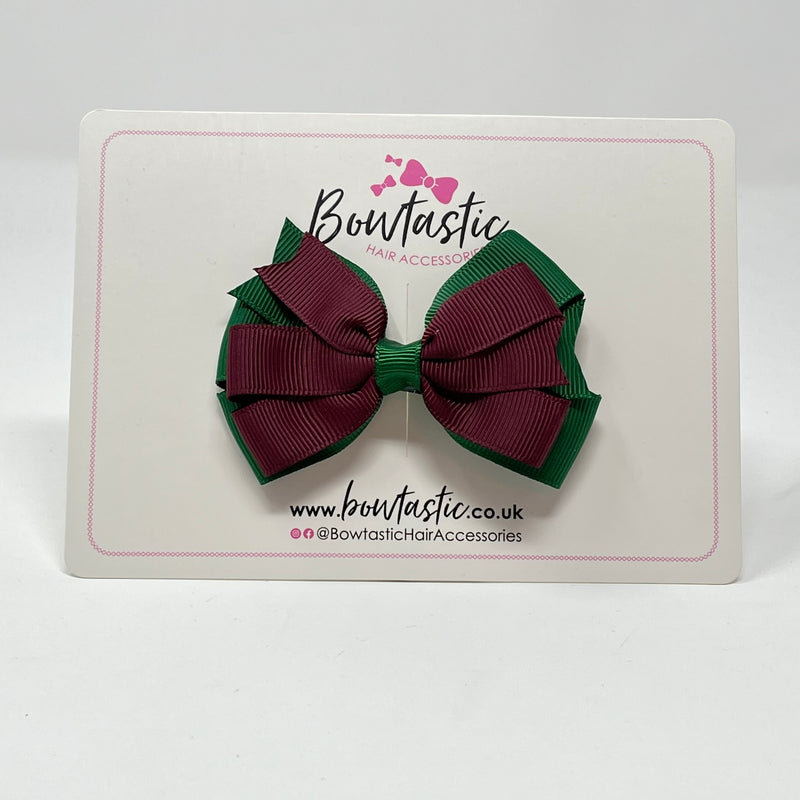 3.25 Inch Flat Bow Style 2 - Forest Green & Burgundy