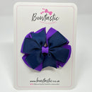 3 Inch Double Pinwheel Bow - Purple & Navy