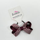 3 Inch Bow Thin Elastic - Burgundy Gingham