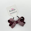 3 Inch Bow Thin Elastic - Burgundy Gingham