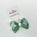 3 Inch Bow Thin Elastic - Green & White Gingham