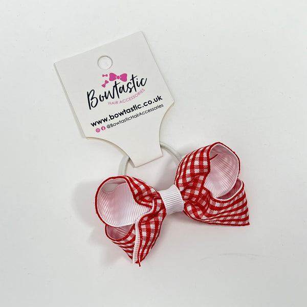 3 Inch Bow Thin Elastic - Red & White Gingham