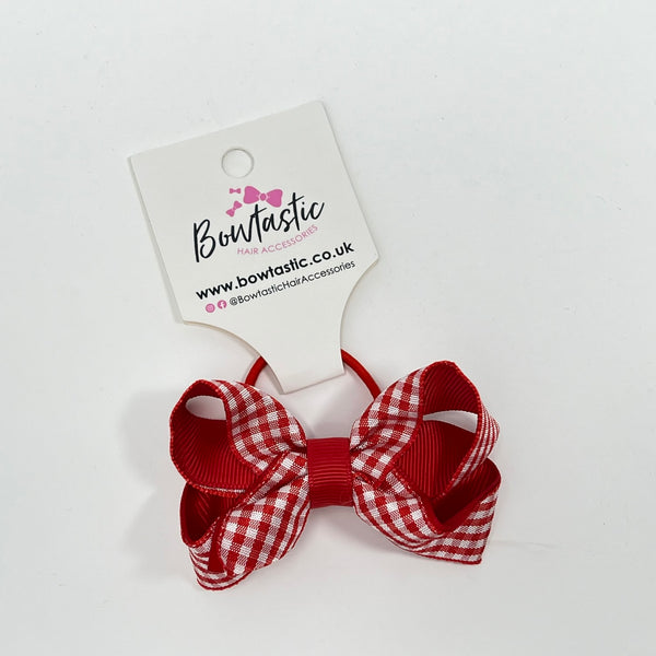 3 Inch Bow Thin Elastic - Red Gingham