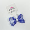 3 Inch Bow Thin Elastic - Royal Blue & White Gingham