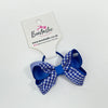 3 Inch Bow Thin Elastic - Royal Blue Gingham