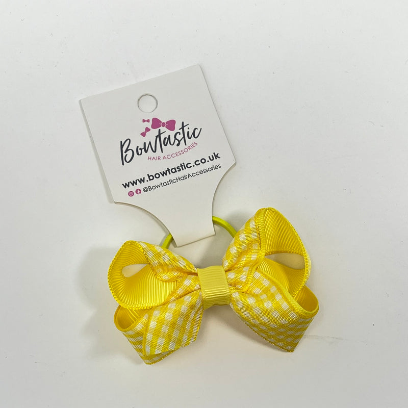 3 Inch Bow Thin Elastic - Yellow Gingham