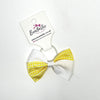 3.5 Inch Twist Bow Thin Elastic - Yellow & White Gingham