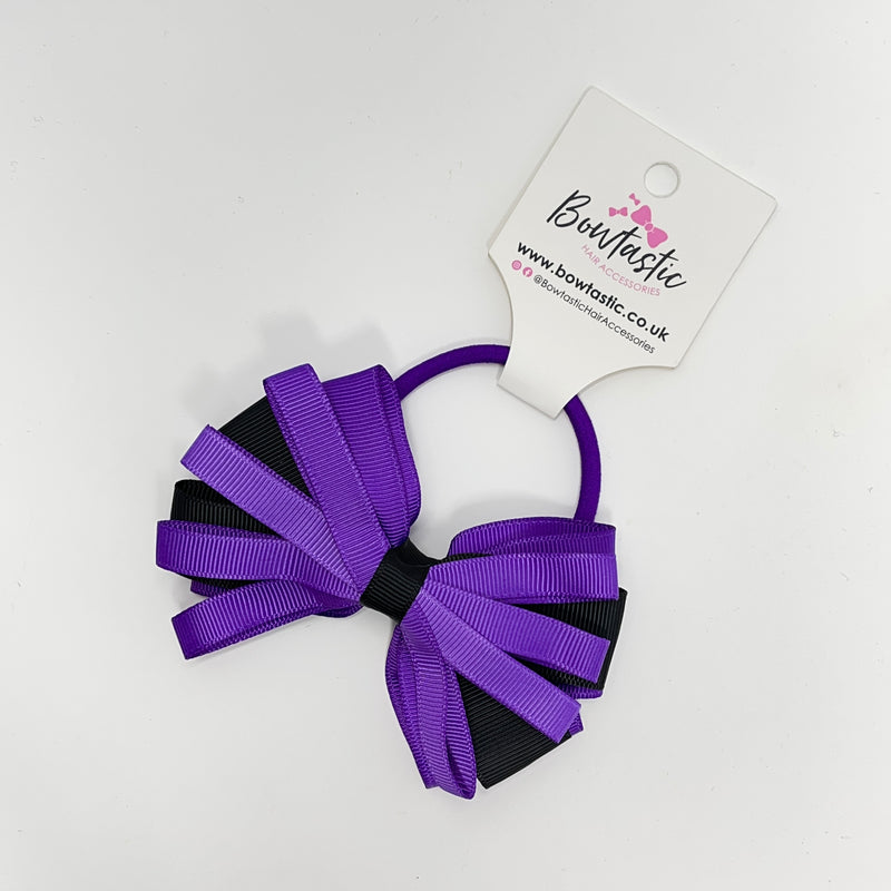 4 Inch Loop Bow Bobble - Purple & Black