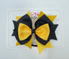 4.5 Inch Stacked Bow Bobble - Black & Yellow Gold
