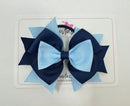 4.5 Inch Stacked Bow Bobble - Navy & Blue Topaz