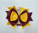 4.5 Inch Stacked Bow Bobble - Burgundy & Yellow Gold
