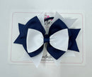 4.5 Inch Stacked Bow Bobble - Navy & White