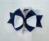 4.5 Inch Stacked Bow Bobble - Navy & White