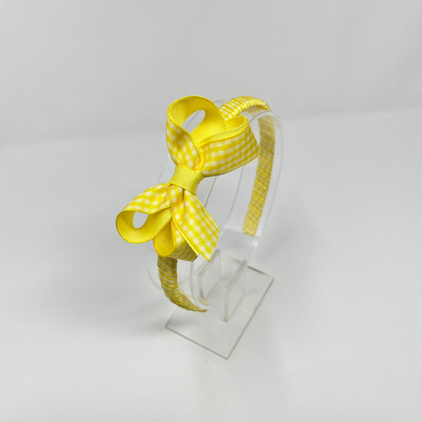 3 Inch Bow Alice Band - Yellow Gingham
