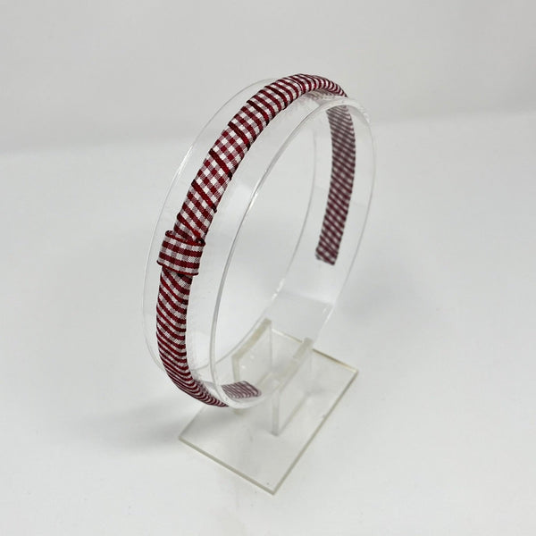 Interchangeable Alice Band - Burgundy Gingham *Seconds*