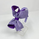 4 Inch Bow Alice Band - Purple & Purple Gingham