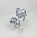 4 Inch Bow Alice Band - Grey Gingham