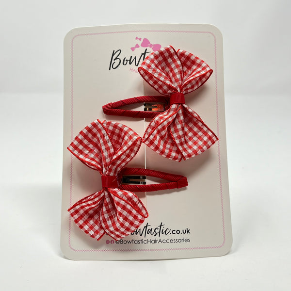 2.75 Inch Snap Clips - Red Gingham - 2 Pack