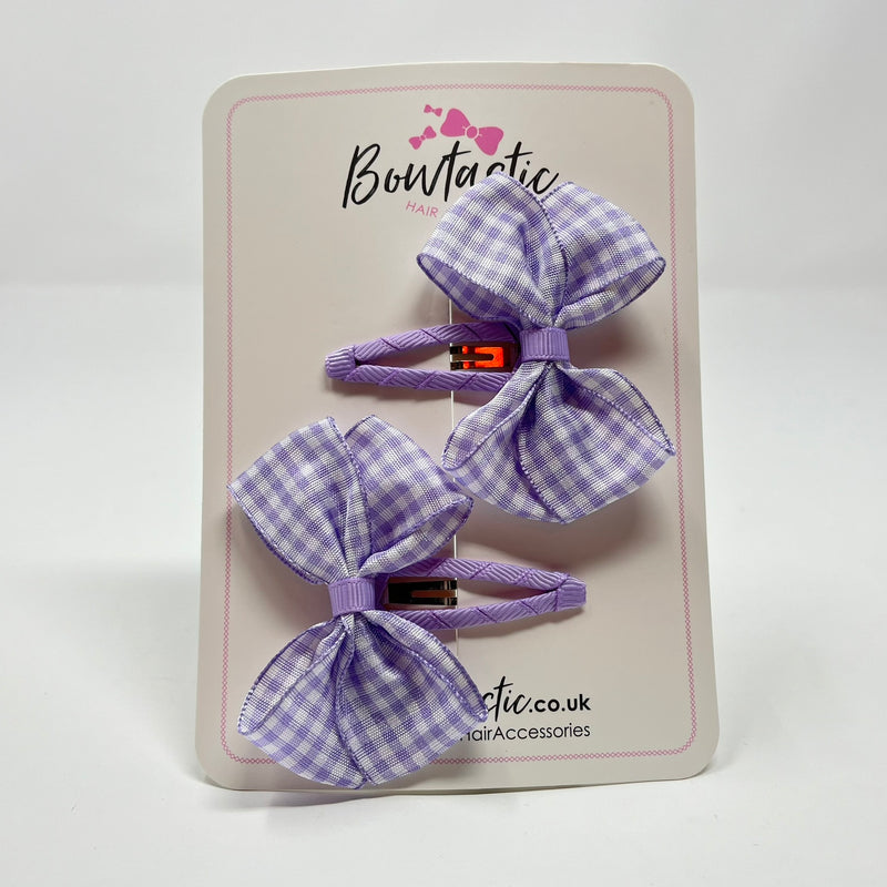 2.75 Inch Snap Clips - Lilac Gingham - 2 Pack